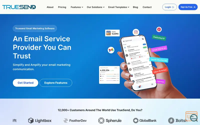 Screenshot of TrueSend