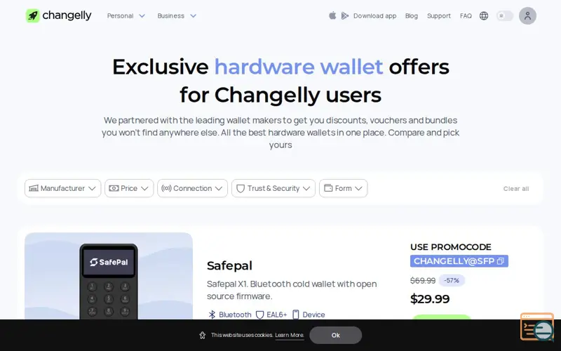 Screenshot of Changelly Marketplace