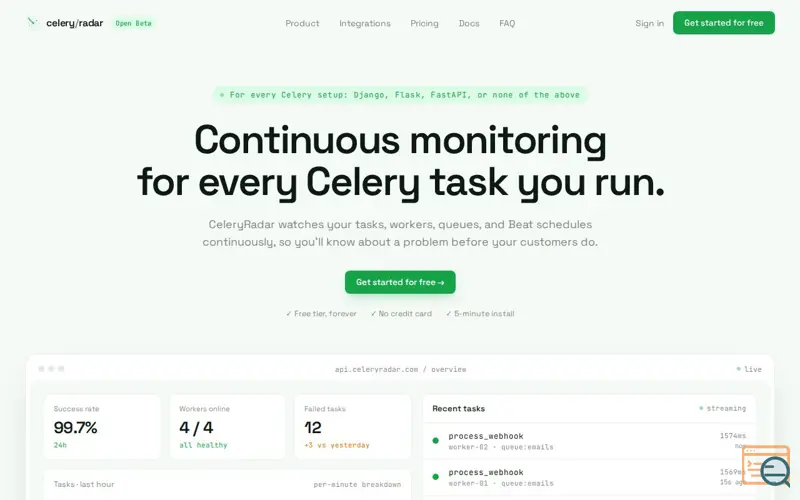 Screenshot of CeleryRadar
