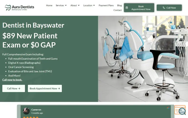 Screenshot of Aura Dentists Bayswater