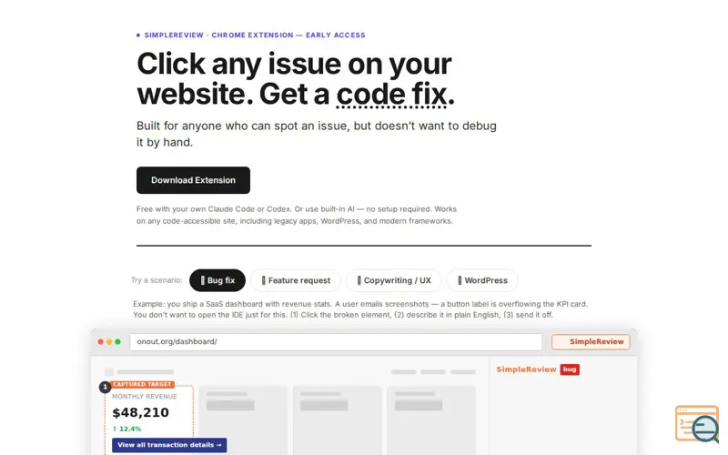 Screenshot of AI Code Review for Websites