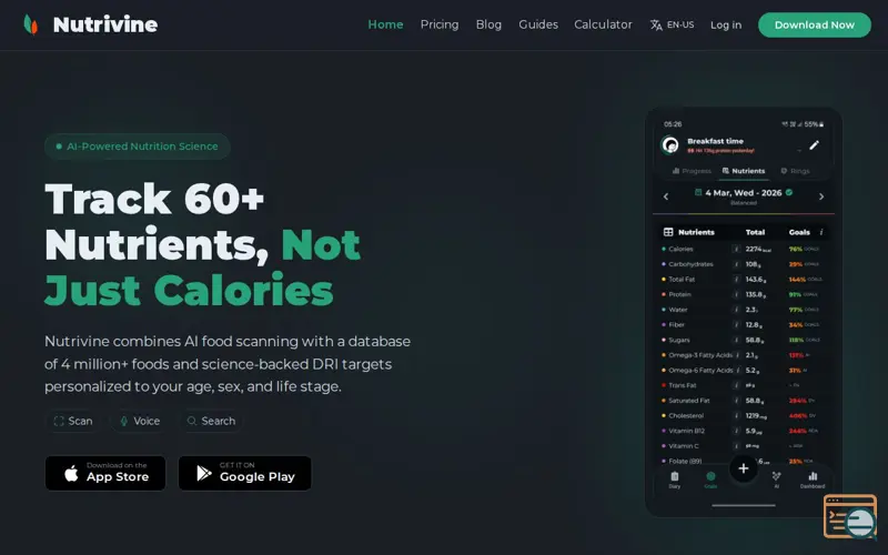 Screenshot of Nutrivine: Calorie Counter App