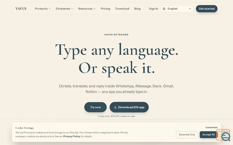 Screenshot of Vavus Keyboard - Desktop and Mobile