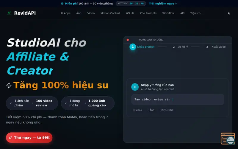 Screenshot of RevidAPI (No-Code + API)