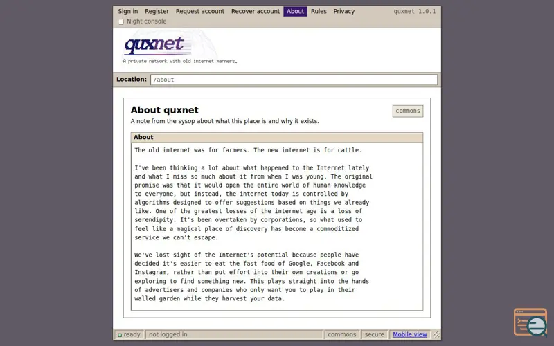 Screenshot of Quxnet