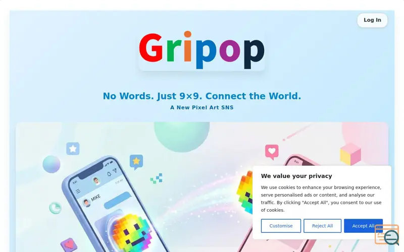 Screenshot of Gripop, a launch using Google Custom Search