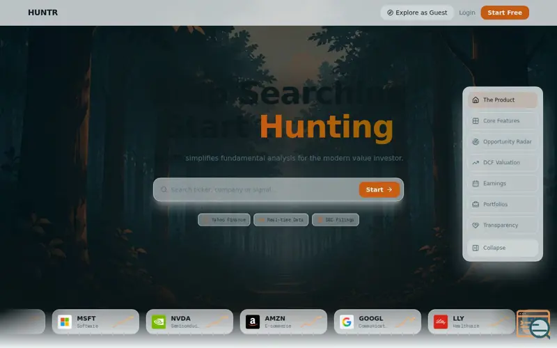 Screenshot of Huntr
