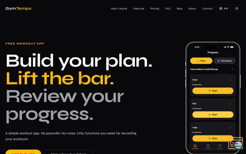 Screenshot of GymTempo