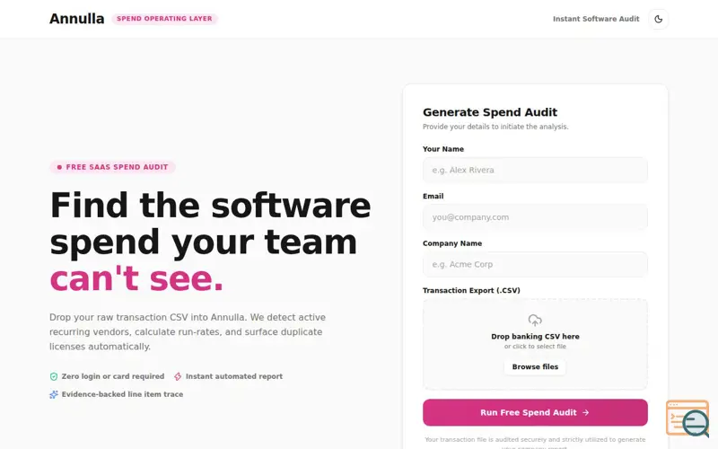Screenshot of Annulla
