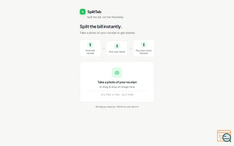 Screenshot of SplitTab 