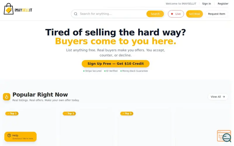 Screenshot of IMAYSELLIT