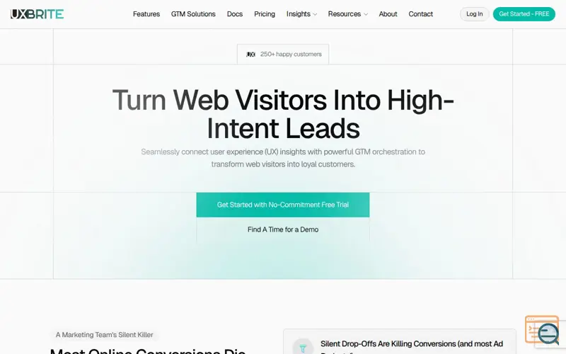 Screenshot of UX Brite GTM Platform