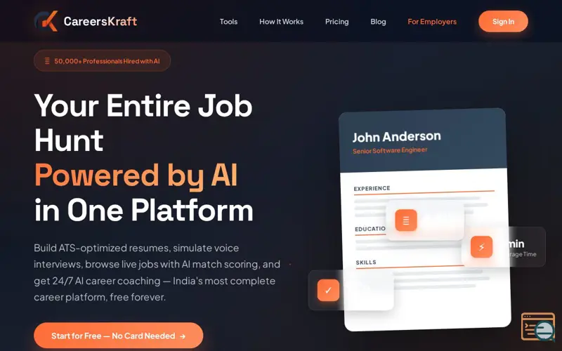 Screenshot of CareersKraft