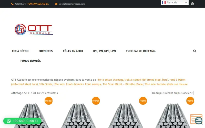Screenshot of Fer a beton, a launch using ELEX Request a Quote for WooCommerce