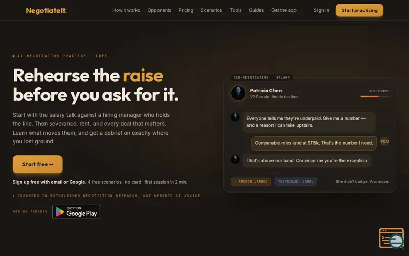 Screenshot of NegotiateIt