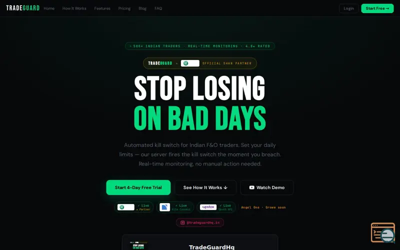 Screenshot of TradeGuardHq