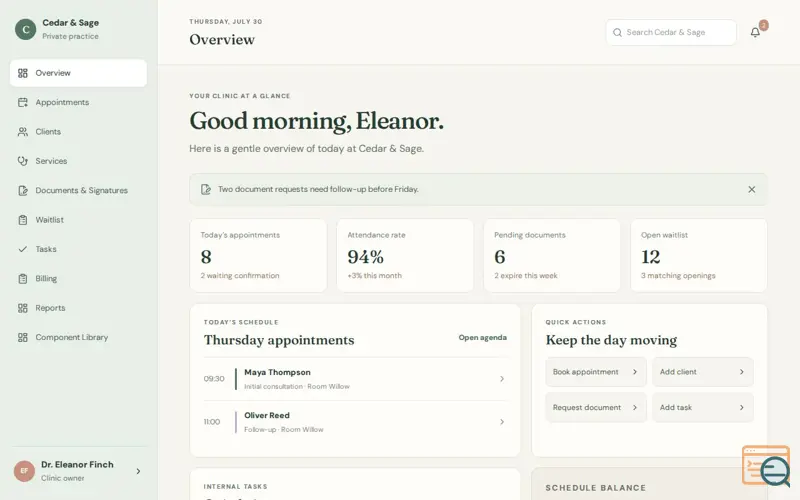 Screenshot of Cedar Clinic Web Template