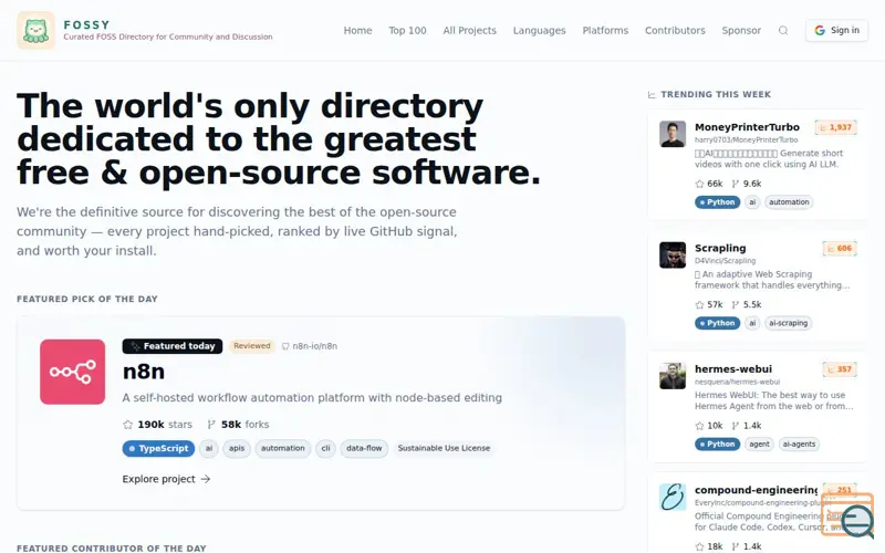 Screenshot of FOSSY