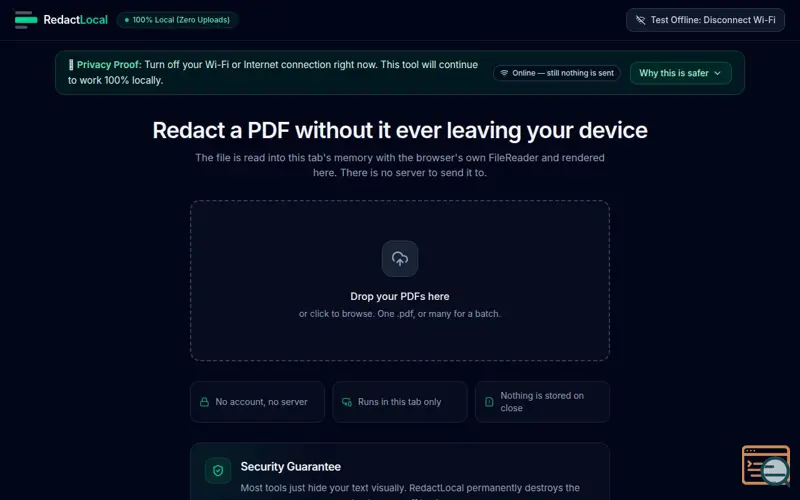 Screenshot of RedactLocal