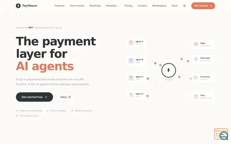 Screenshot of PayWeave, a launch using Traks