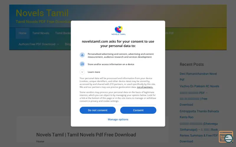 Screenshot of Tamil Novels Free