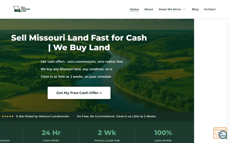 Screenshot of Sell Missouri Land