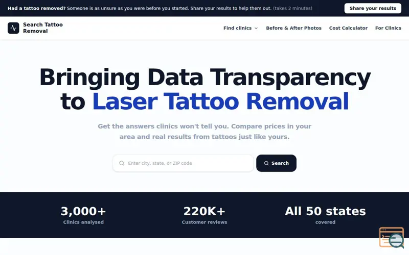 Screenshot of Search Tattoo Removal