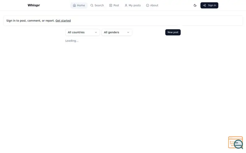 Screenshot of Whispr
