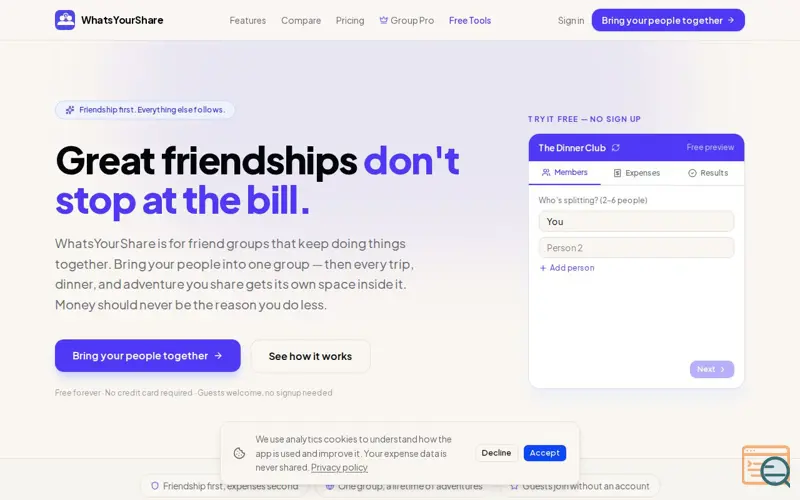 Screenshot of WhatsYourShare
