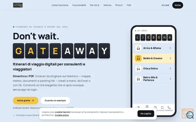 Screenshot of GateAwayItinerari
