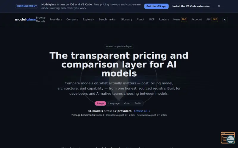 Screenshot of Modelglass