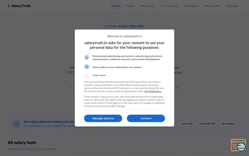 Screenshot of SalaryTruth