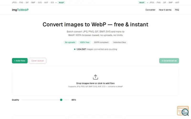 Screenshot of WebP Converter - instant, no uploads