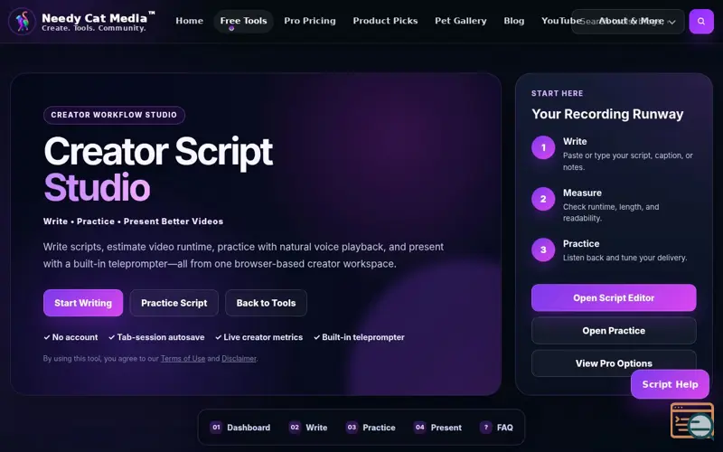 Screenshot of Creator Script Studio