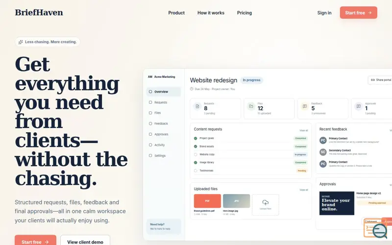 Screenshot of BriefHaven