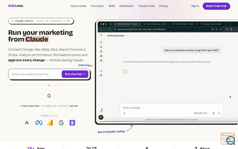 Screenshot of 1ClickReport — Marketing AI in Claude