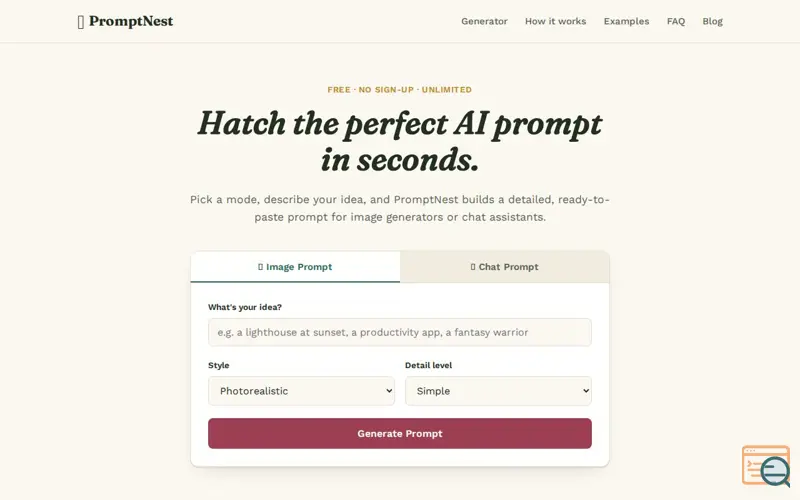 Screenshot of PromptNest