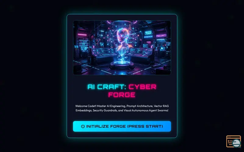 Screenshot of Ai Craft: Cyber Forge, a launch using Netlify Identity