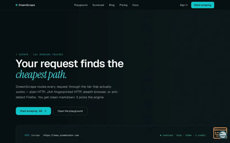 Screenshot of DreamScrape