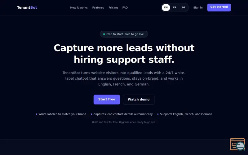 Screenshot of TenantBot