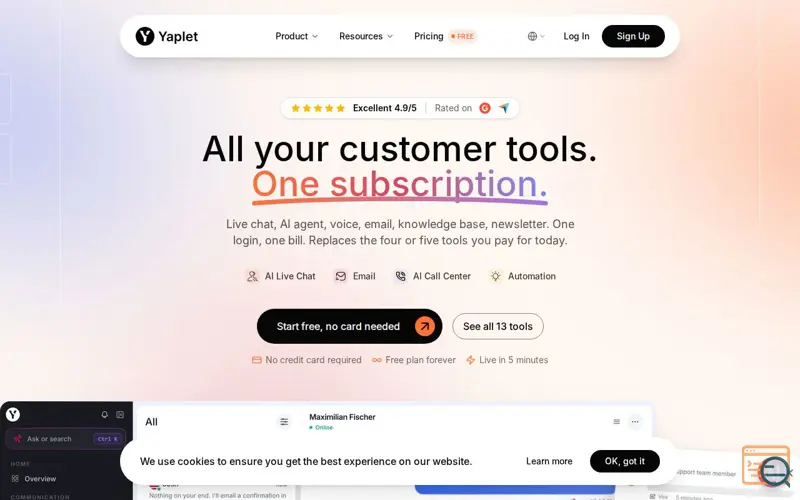 Screenshot of Yaplet