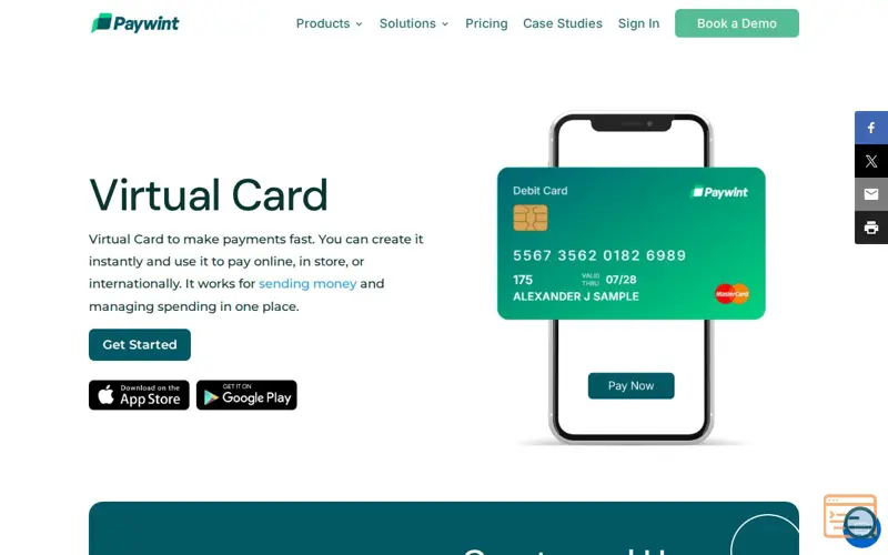 Screenshot of Paywint Virtual Card