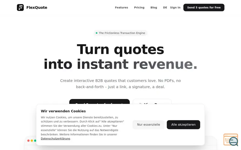 Screenshot of FlexQuote