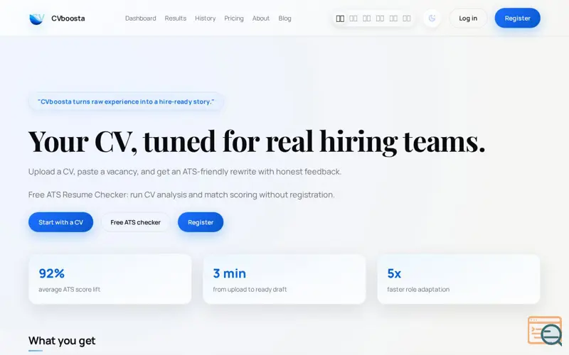 Screenshot of CVBoosta 