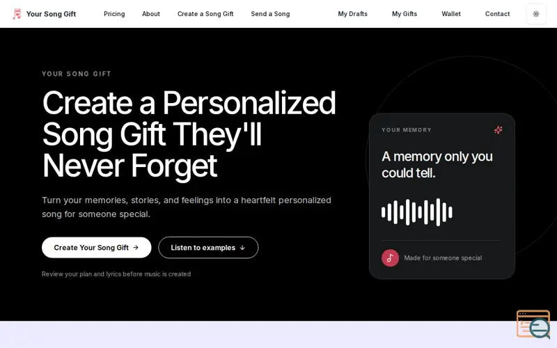 Screenshot of Personalized Song Gift - Create a Song for Someone Special