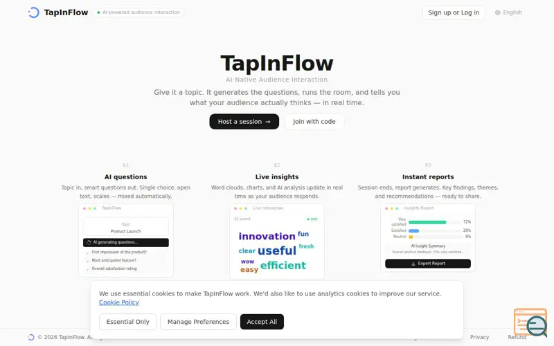 Screenshot of TapInFlow