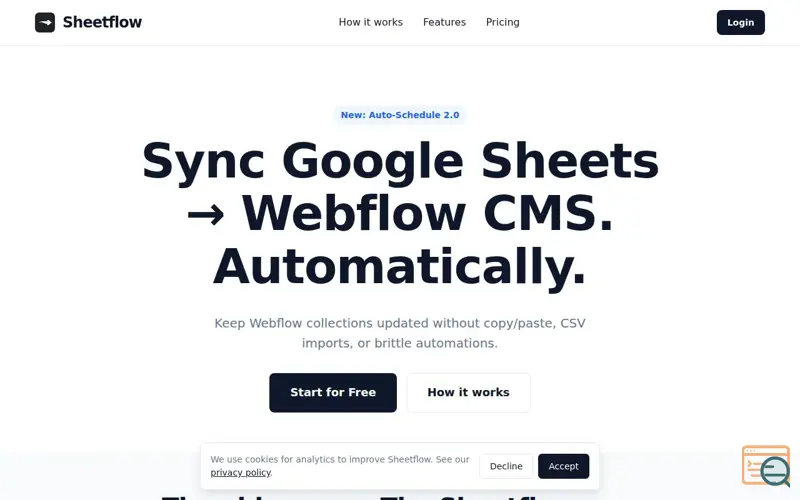 Screenshot of Sheetflow
