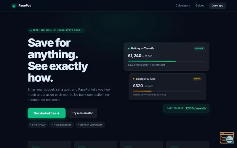 Screenshot of PacePot