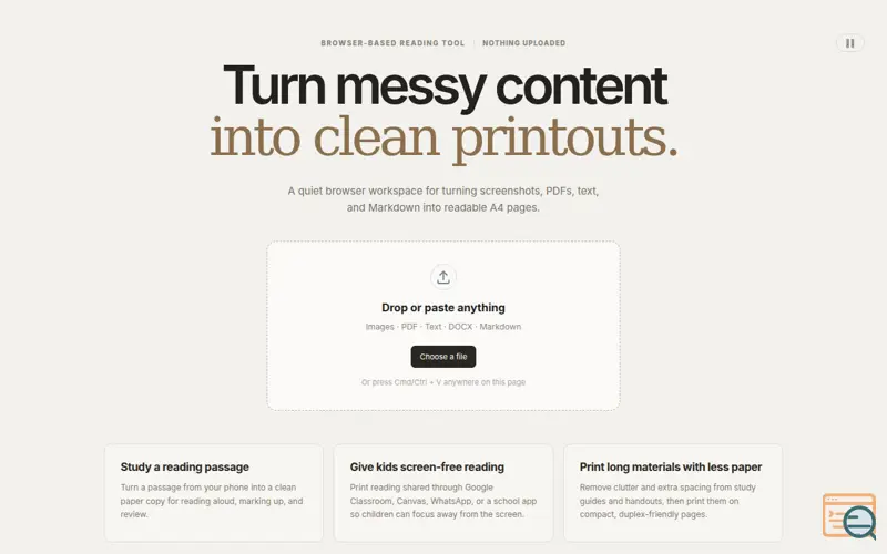 Screenshot of Clean2Print
