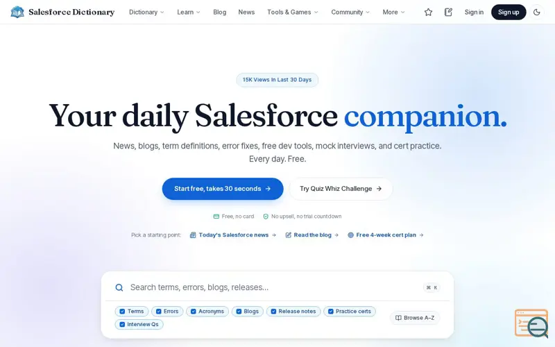 Screenshot of Salesforce Dictionary